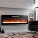 42-in Recessed Tempered Glass Front Wall Mounted LED Electric Fireplace with Remote and Multi Color Flame & Emberbed