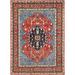 Hand Knotted Blue Heriz with Wool Oriental Rug (6'1" x 8'6") - 6'1" x 8'6"