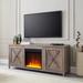 Gray Oak TV Stand with Crystal Fireplace Insert - 58 inches