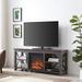 58" TV Stand with Log Fireplace Insert in Brown TVs up to 65" - 58 inches