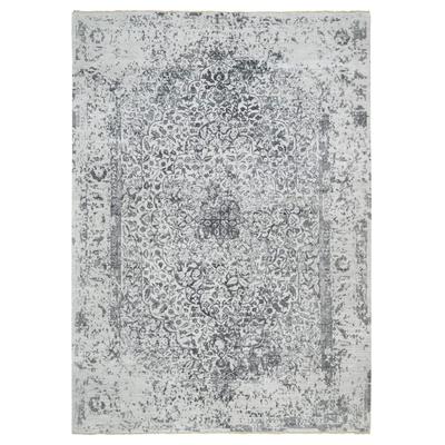 Hand Knotted Grey Transitional with Wool & Silk Oriental Rug (9'10