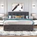 Queen Size Upholstered Platform Bed with 2 Drawers & Twin Trundle, Save Space Bedframe with Button-Tufted Headboard for Bedroom