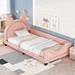 Twin Size Upholstered Daybed, Wooden Cat-Shaped Cute Platform Sofa Bed