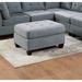Living Room Furniture Tufted Ottoman Grey Linen Like Fabric 1pc Ottoman Cushion Nail heads Wooden Legs