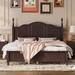 Queen Size Wood Platform Bed Frame,Retro Style Platform Bed with Wooden Slat Support,Dark Walnut