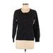 Croft & Barrow Cardigan Sweater: Black Color Block Sweaters & Sweatshirts - Women's Size Medium