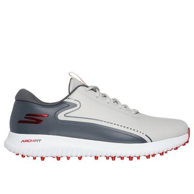Skechers Men's GO GOLF Max 3 Shoes | Size 9.0 | Gray/Red | Synthetic/Textile | Arch Fit