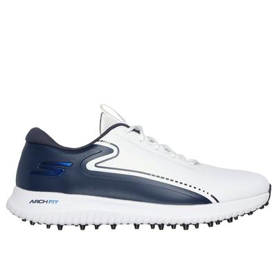 Skechers Men's GO GOLF Max 3 Shoes | Size 9.0 | White/Navy | Synthetic/Textile | Arch Fit
