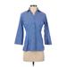 Lands' End Outlet Long Sleeve Blouse: Blue Tops - Women's Size 2 Petite