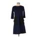 RT by Elle Casual Dress - A-Line Crew Neck 3/4 sleeves: Blue Print Dresses - Women's Size X-Small