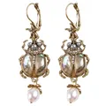 Belle perle d'eau douce coccinelle boucles d'oreilles ormeau pour pendentif coquillage goutte