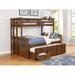 Harriet Bee Aradia Twin Over Queen Bunk Bed w/ Trundle & 3 Drawers Wood in Brown | 71.75 H x 64.75 W x 85 D in | Wayfair