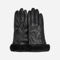 UGG® Classic Leather Shorty Tech Glove in Black, Size Small