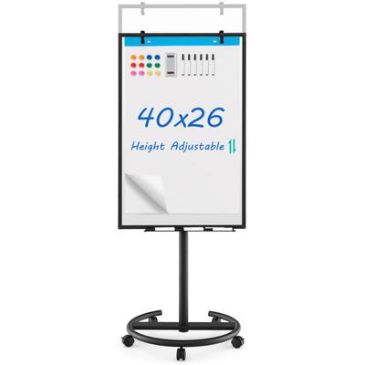 Costway Height-Adjustable Mobile Whiteboard with R...