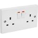 Axiom Switched Socket 2 Gang Single Pole in White Plastic