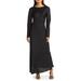 Cutout Long Sleeve Woven Maxi Dress - Black - Open Edit Dresses
