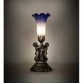 13 High Blue/White Pond Lily Twin Cherub Mini Lamp