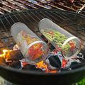 Grill Basket Rolling Grilling Baskets for Outdoor Grilling Stainless Steel Grill Mesh Barbeque Grill Accessories Portable Grill Nets Cylinder for Fish Shrimp Meat Vegetables (2pc/11.8in)