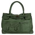 Shopper SAMANTHA LOOK, Damen, Gr. B/H/T: 41cm x 29cm x 16cm onesize, grün, Leder, unifarben, leicht glänzend, Taschen, echt Leder, Made in Italy