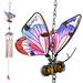 Butterfly Wind Chimes 27.5 H Iron Stained Glass Butterfly Wind Chimes Gifts for Mom Outdoor/Indoor Wind Chimes for Home Garden Window Yard Patio Lawn Decoration Pink