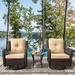Foldlife Outdoor Bistro Set 3 Pieces Resin Wicker Swivel Rocker Patio Chair 360-Degree for Backyard