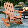 Semiocthome Rocking Adirondack Chair Outdoor Patio Furniture for Garden Walnut