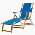 Heavy Duty Solid Wood Frame Sky Blue Patio Foldable Beach Chairs With Foot Rest