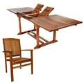 All Things cedar 7-Piece Teak Extension Patio Table Stacking Arm chair Set