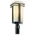 Modern 1-Light Outdoor Post Mount in Black Finish with Etched Cased Opal Glass 8.5 inches W X 20 inches H Bailey Street Home 147-Bel-553933
