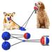 Dog Pull Toys for Aggressive Chewers Outdoor Tether Tug of Way Interactive Puzzle Dog Boredom Toys Ball and Rope Dog Toys with Teeth Cleaning and Food Dispensing