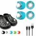 INFISU 4 Pcs Crocs Lights Waterproof Rechargeable Headlights for Kids Crocs Funny Flashlights Crocs Shoe Accessorie with 3 Light Modes for Night Walking Camping Running