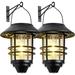 Solar Lantern Outdoor Lights Hanging Wireless Waterproof Lantern Lights with Wall Mount Kit for Garden Porch Fence 2 Pack