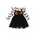 wybzd Toddler Kids Girls Halloween Casual Dress Bat Print Long Sleeve Crew Neck Tulle A-line Dress 1-5 Years