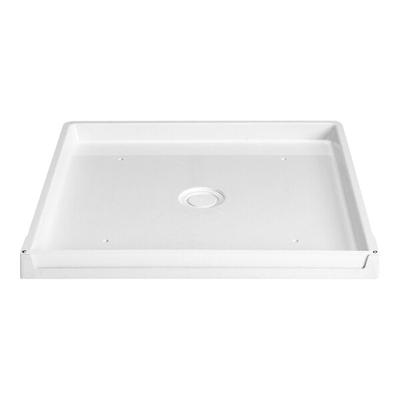 E.L. Mustee 98 DURAPAN 30 1/4" x 32 1/2" x 2 1/2" Fiberglass Compact Washing Machine Pan with Side Outlet