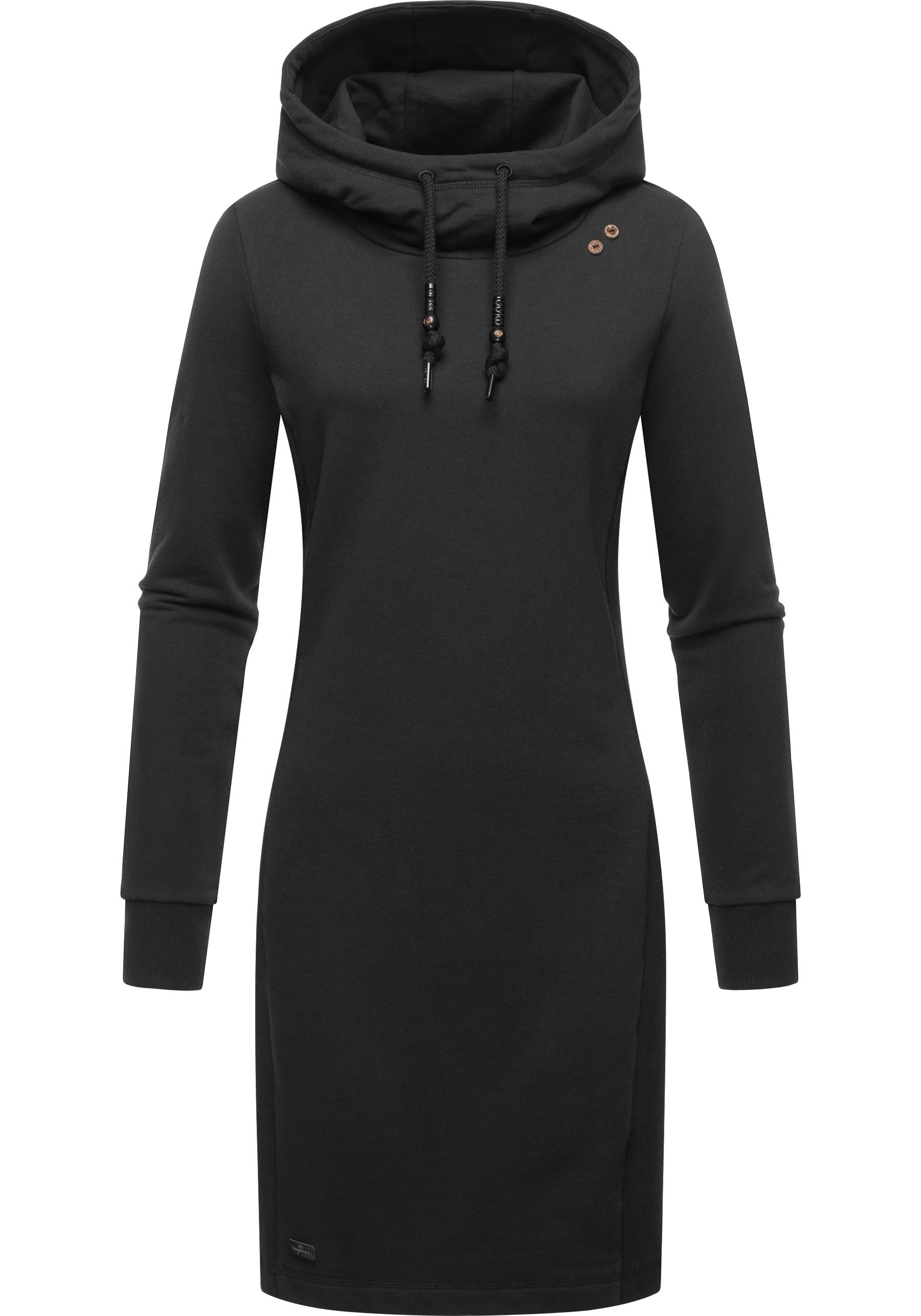 Sweatkleid RAGWEAR "Sabreen", Damen, Gr. M (38), Normalgrößen, blau (schwarz), Obermaterial: 75% Baumwolle, 22% Polyester, 3% Elasthan, bequem ca. Mitte Oberschenkel, Rundhals, Ärmel ohne Ärmelschlitz Rippbündchen, Kleider, Langärmliges Baumwoll... Image