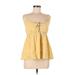 Mittoshop Sleeveless Blouse: Yellow Print Tops - Women's Size Medium