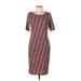 Lularoe Casual Dress - Sheath Scoop Neck Short sleeves: Burgundy Dresses - Women's Size Large