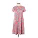 J. McLaughlin Casual Dress - Mini Crew Neck Short sleeves: Red Floral Dresses - Women's Size X-Small