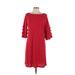 Gabby Skye Casual Dress - Shift Boatneck 3/4 sleeves: Red Solid Dresses - Women's Size 10