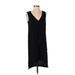 BCBGMAXAZRIA Casual Dress - High/Low V Neck Sleeveless: Black Print Dresses - Women's Size 2X-Small