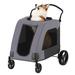 TABU Pet Stroller for Small to Large Dogs, Foldable Wagon w/ Universal Wheel & Brakes in Gray/Brown | 47 H x 33.07 W x 38.19 D in | Wayfair