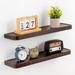 Latitude Run® Xyla 2 Piece Solid Wood Wall Mounted Floating Shelves for Bathroom Living Room Wood in Black | 1.3 H x 24 W x 5.7 D in | Wayfair