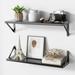 Ebern Designs 2 Piece Wooden Wall Mounted Floating Shelves for Bathroom Kitchen Bedroom Living Room Wood in Black | 4.8 H x 6.7 W x 24 D in | Wayfair
