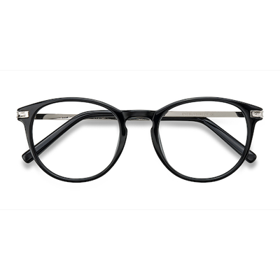 Female s round Black Plastic, Metal Prescription eyeglasses - Eyebuydirect s Daphne