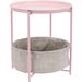 Round Storage End Table, Side Table with Cloth Basket