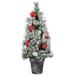 3' Pre-Lit Potted Snowy Bristle Pine Artificial Christmas Tree, Warm White LED Lights - 3 Foot