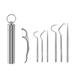 Biplut 7Pcs/Set Toothpicks with Holder Portable Hanging Keychain Non-slip Handle Reusable Oral Care 304 Stainless Steel Tooth Scrapers Cleaning Dental Picks for Outdoor (Stainless Steel)