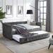 Versatile Upholstered Daybed with Trundle, Twin Size Tufted Sofa Bed Bunk Bed with Button and Copper Nail