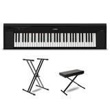 Yamaha Piaggero NP-15 61-Key Portable Keyboard With Power Adapter Black Essentials Package