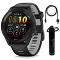 Garmin Forerunner 265 Music GPS Running Smartwatch Black with AMOLED 1.3 in Touchscreen Display with Wearable4U Power Bank Bundle